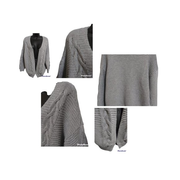 SOLD!!! Oversized Chunky Open Front Cardigan Sweaters Cable Knit Size M - Picture 2 of 16